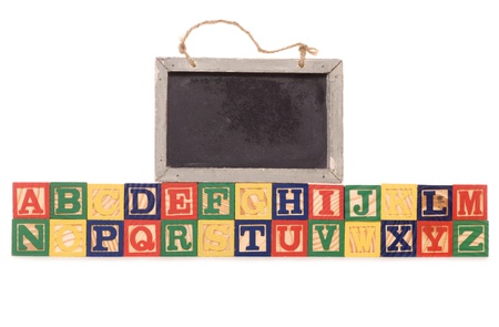 alphabet building blocks with chalkboard studio cutoutの写真素材