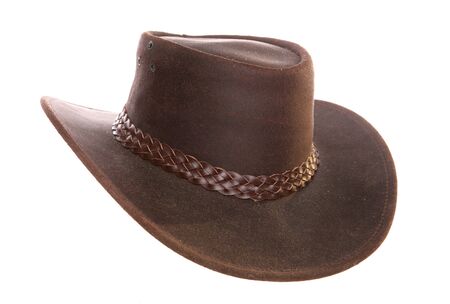 Australian leather cowboy hat studio cutoutの写真素材