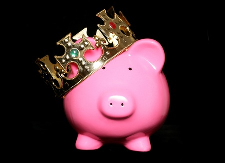 king savings piggy bank studio cutoutの写真素材