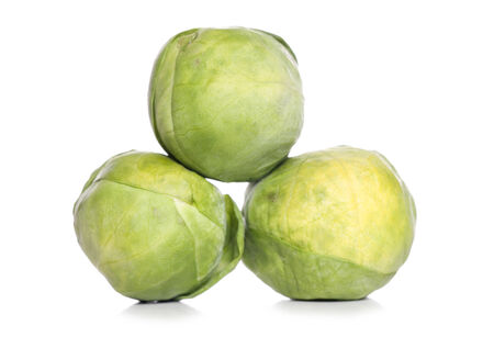 three brussel sprouts studio cutoutの写真素材