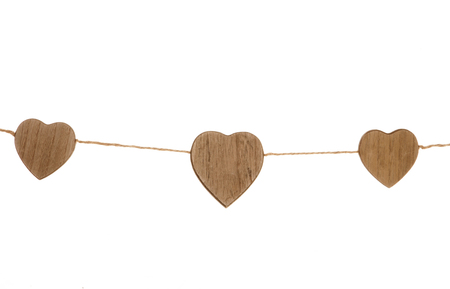 wooden heart garland studio cutoutの写真素材