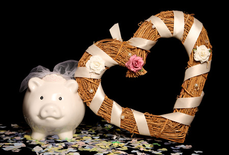Cost of a wedding piggy bankの写真素材