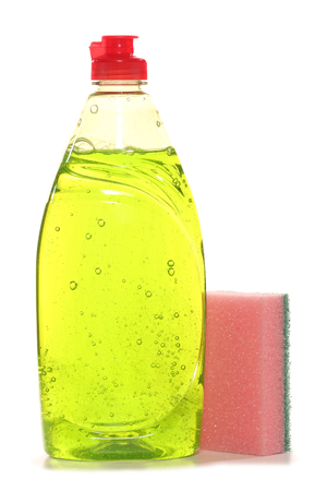 washing up liquid on white backgroundの写真素材