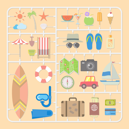 Plastic model kits of summer tools in flat design styleのイラスト素材