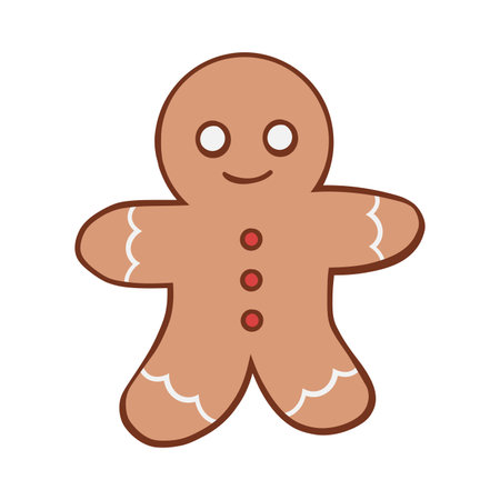 Gingerbread man cookie for Christmas decoration hand drawn illustrationのイラスト素材