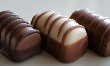 A closeup of three truffles.の写真素材