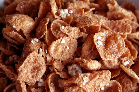 A closeup of nutritious breakfast flakes.