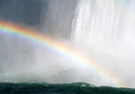 A rainbow in the mist of Niagara Falls.