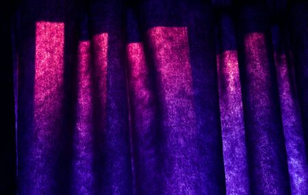 A closeup of funky purple blue curtains.の写真素材
