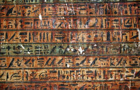 Rows of painted Ancient Egyptian hieroglyphics. の写真素材
