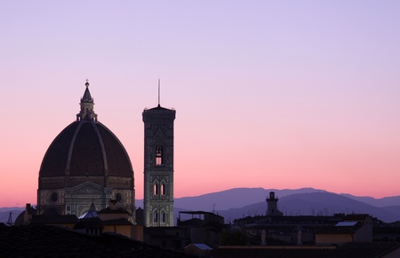 The skyline of Florence, Italy in the early morning.  Featuring the Duomo and Giotto's Bell tower.の写真素材