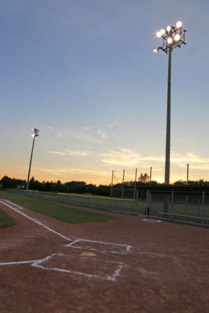 A wide angle shot of a baseball field.