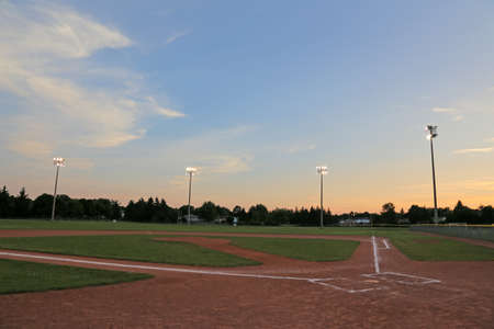 A wide angle shot of a baseball field.の写真素材