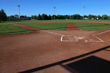 A wide angle shot of a baseball field.の写真素材