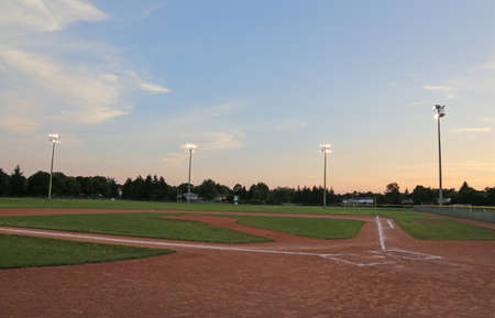 A wide angle shot of a baseball field.の写真素材