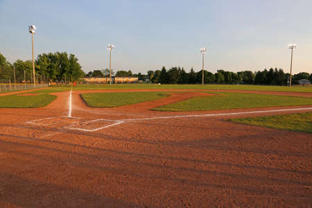 A wide angle shot of a baseball field.の写真素材