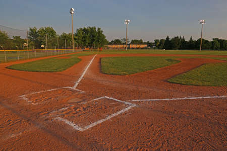 A wide angle shot of a baseball field.の写真素材