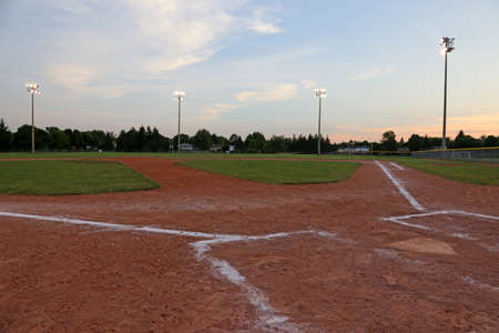 A wide angle shot of a baseball field.の写真素材