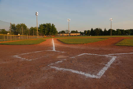 A wide angle shot of a baseball field.の写真素材