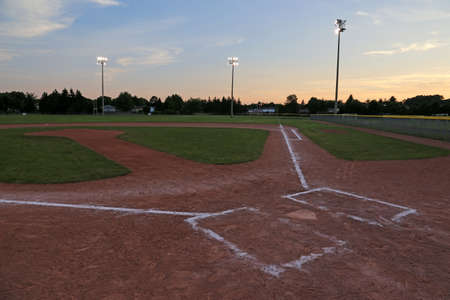 A wide angle shot of a baseball field.