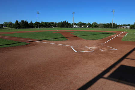 A wide angle shot of a baseball field.の写真素材