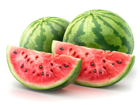 Watermelon isolated on white background. Clipping path included. 3D illustrationの素材