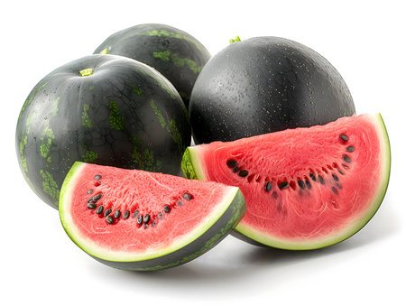 Watermelon isolated on white background. Clipping Path. Full depth of field.の素材
