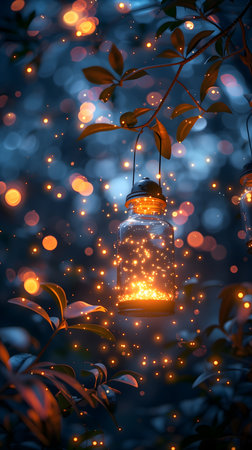Lantern in the garden with beautiful bokeh background.の素材