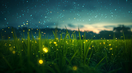 Green grass background with bokeh light. 3D Renderingの素材