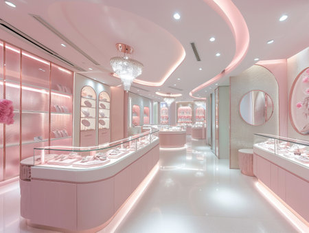 Interior of a modern luxury shopping mall. 3D rendering.の素材