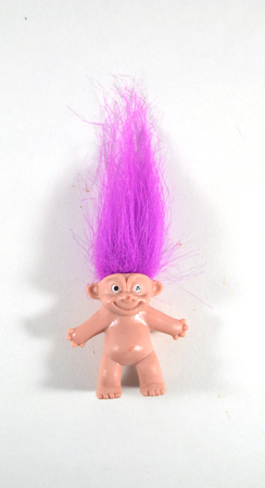 Little mini troll doll with bright purple hairのeditorial素材