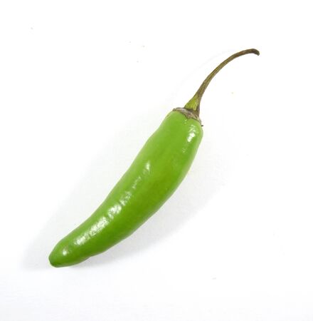 Spicy green serrano pepper (capsicum anuum) - isolatedの写真素材