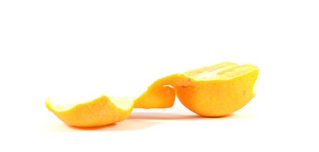 Sweet organic clementine or tangerine wedges with peel - isolatedの写真素材