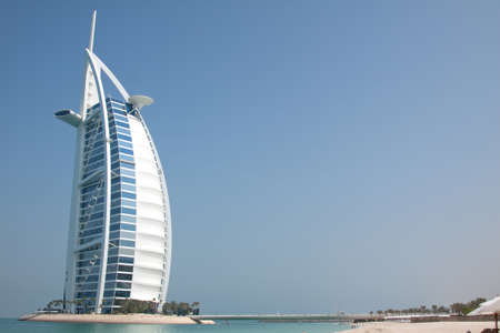 The Burj Al Arab hotel on Jumeirah beach in Dubai. A super luxury hotel, marketed as the only 7 star...