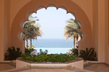 View over the Arabian Gulf from the six-star Shangri-la Al Husn hotel in Muscat, Oman