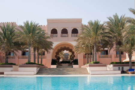 The swimming pool at the six-star Shangri-la Al Husn hotel in Muscat, Omanのeditorial素材