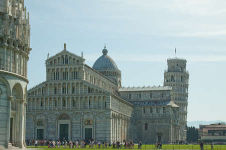 The cathedral and famous leaning tower in thr Italian city of Pisaのeditorial素材