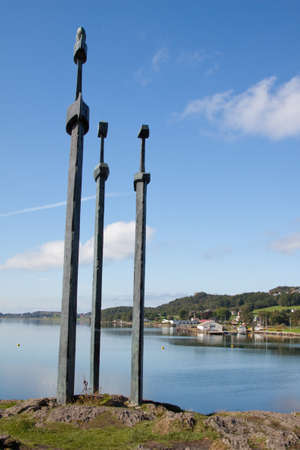 Monument commemorating the victory of King Harold Fairhair and the creation of a united Norwayの写真素材