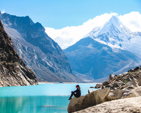 Beautiful mountain landscape in Cordillera Huayhuash, Peru, South Americaの写真素材