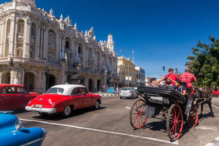 It hosts the National Ballet of Cuba and presentations of the International Ballet Festivals of La Habana and Lyrical singing. Old and colorful cars.のeditorial素材