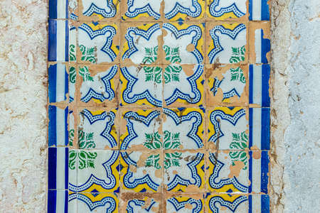 Sao Luis, Maranhao, Brazil. Old facade of the buildings in the historic center, with windows, doors and tiles from the Brazilian colonial periodのeditorial素材