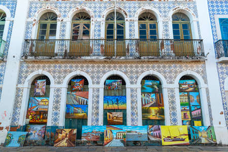 Sao Luiz, Maranhao. Old facade of the buildings in the historic center, with windows, doors and...