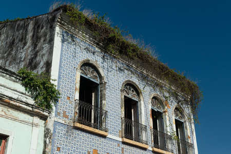 Sao Luis, Maranhao, Brazil. Facades of old buildings in the historic center.