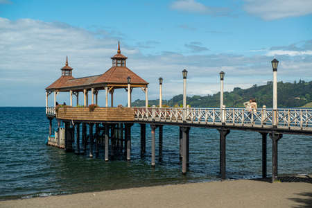 Muelle de Frutillar, Llanquihue, Los Lagos, Chileのeditorial素材