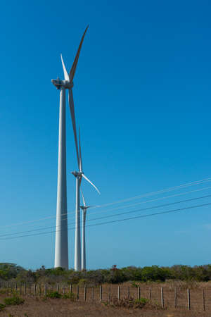 Wind power turbines in Aracati, near Fortaleza, Ceara, Brazil on October 27, 2017.のeditorial素材