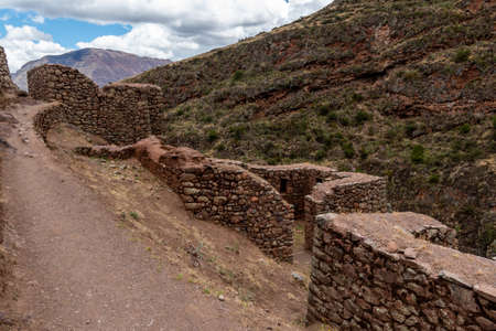 Pisac Archaeological Park, Calca, Cuzco, Peru on October 9, 2014. Ruins and tourist visits.の写真素材