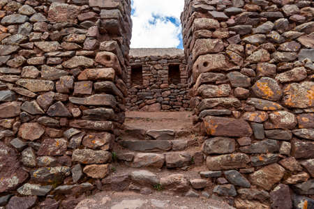 Pisac Archaeological Park, Calca, Cuzco, Peru on October 9, 2014. Ruins and tourist visits.の写真素材