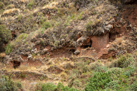 Pisac Archaeological Park, Calca, Cuzco, Peru on October 9, 2014. Ruins and tourist visits.の写真素材