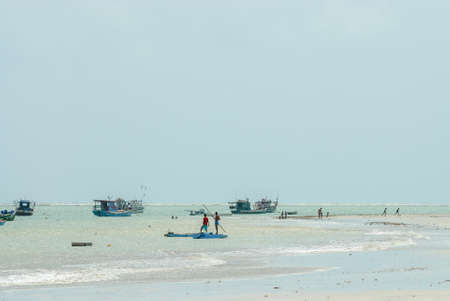 Joao Pessoa, Paraiba , Brazil on October 24, 2007. Tambau beach, fishing boats.のeditorial素材