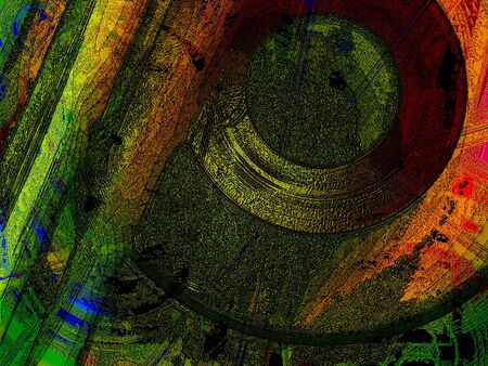 Artistically computer rendered abstraction based on a scanned CD diskの写真素材